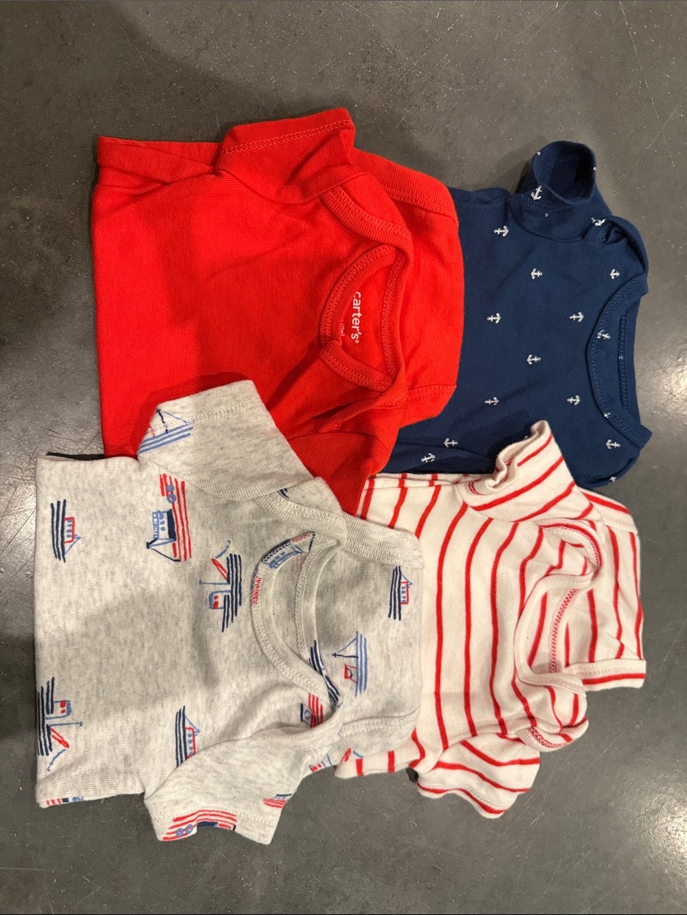 Carter's 4-Pack Baby Bodysuits in Red, Navy, Gray, White/Red